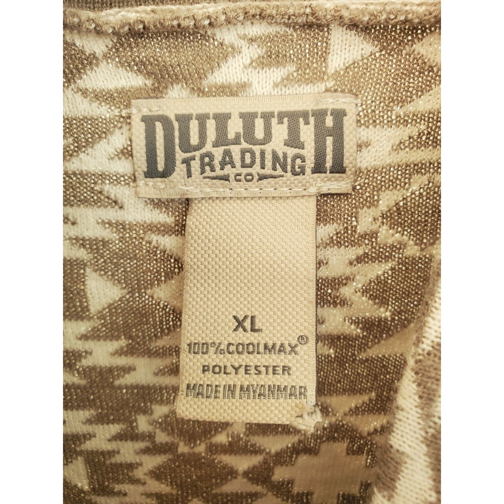 Duluth Trading Co Coolmax Mock Neck Top XL Southwestern Geometric Tan Cream - Picture 3 of 6